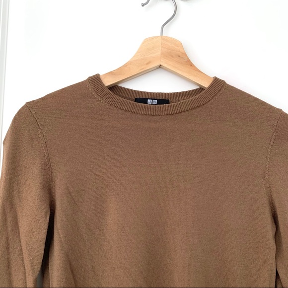 Uniqlo Brown Merino Wool Crew Neck Sweater - Picture 3 of 8